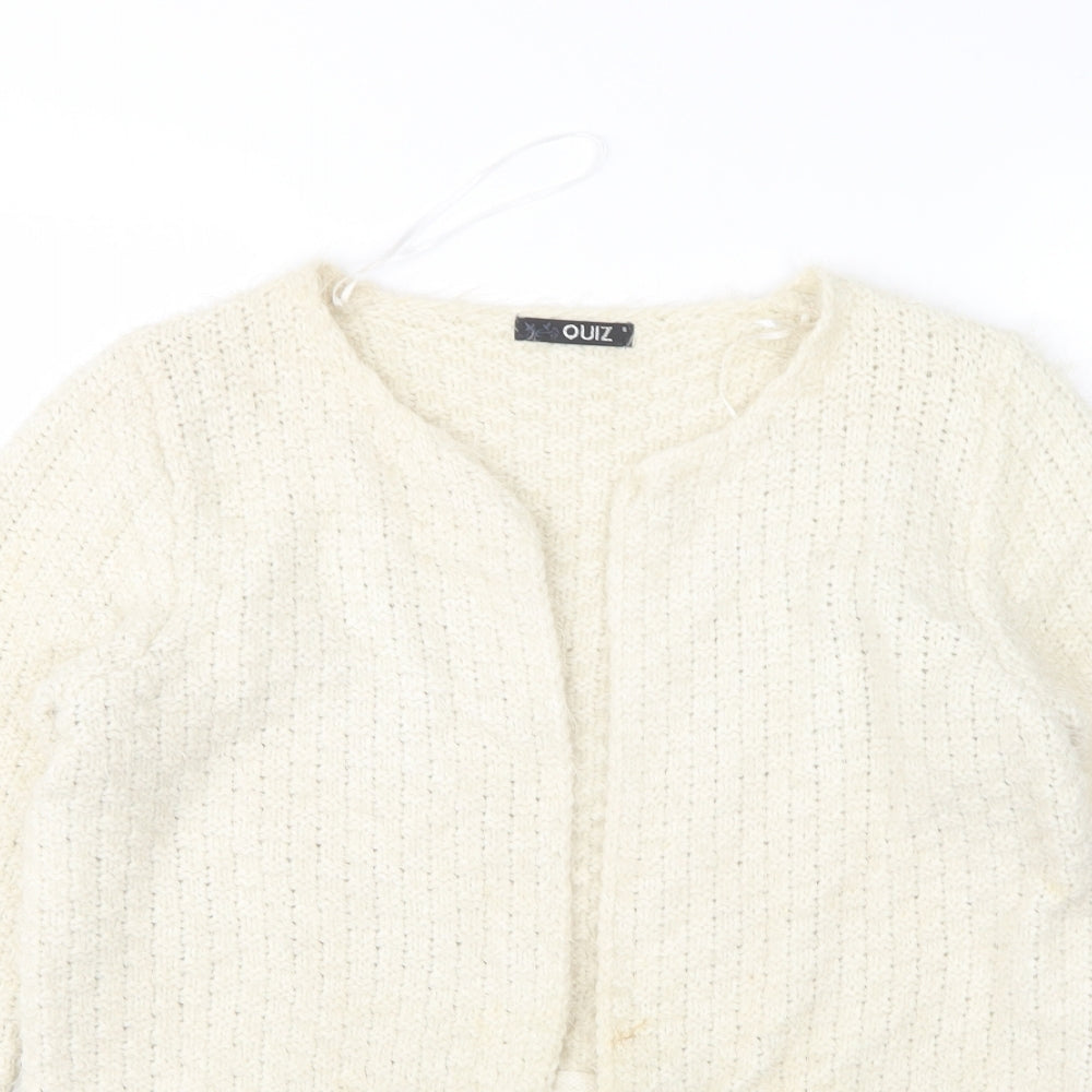 Quiz Womens Beige Round Neck   Cardigan Jumper Size S