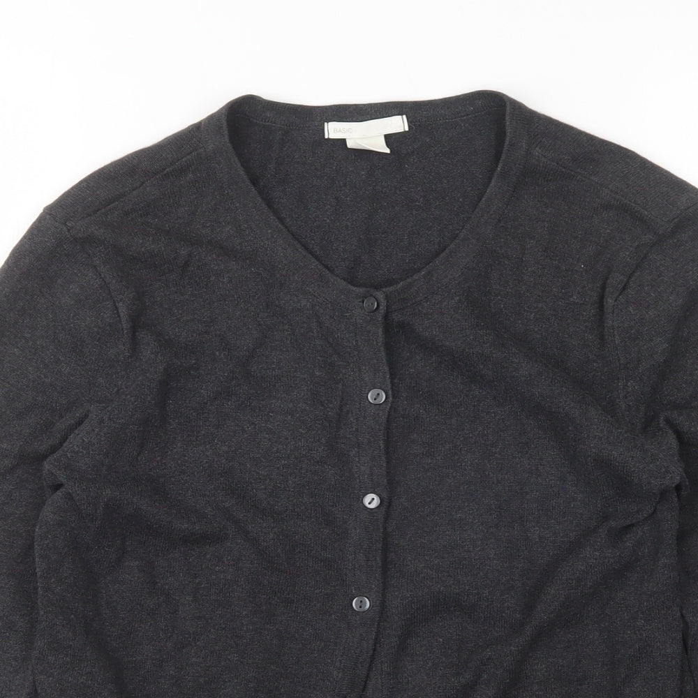 H&M Womens Grey Round Neck  Cotton Cardigan Jumper Size M