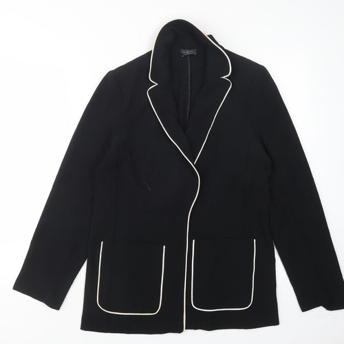 M&S Womens Black  Polyester Jacket Blazer Size 10