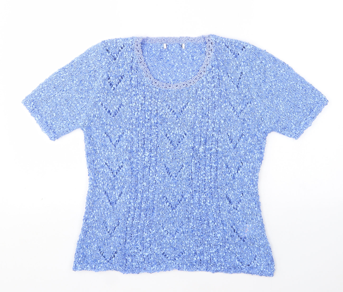 Preworn Womens Blue Round Neck  Acrylic Pullover Jumper Size S
