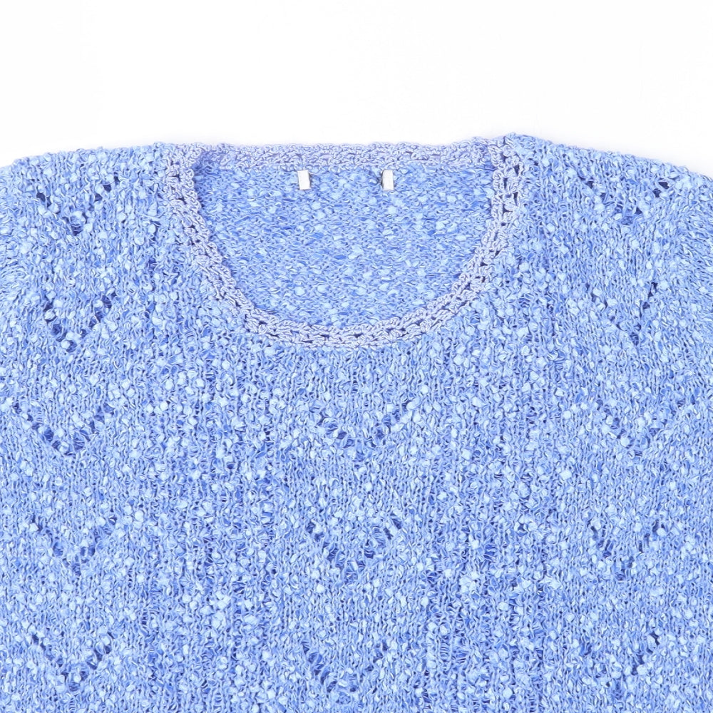Preworn Womens Blue Round Neck  Acrylic Pullover Jumper Size S