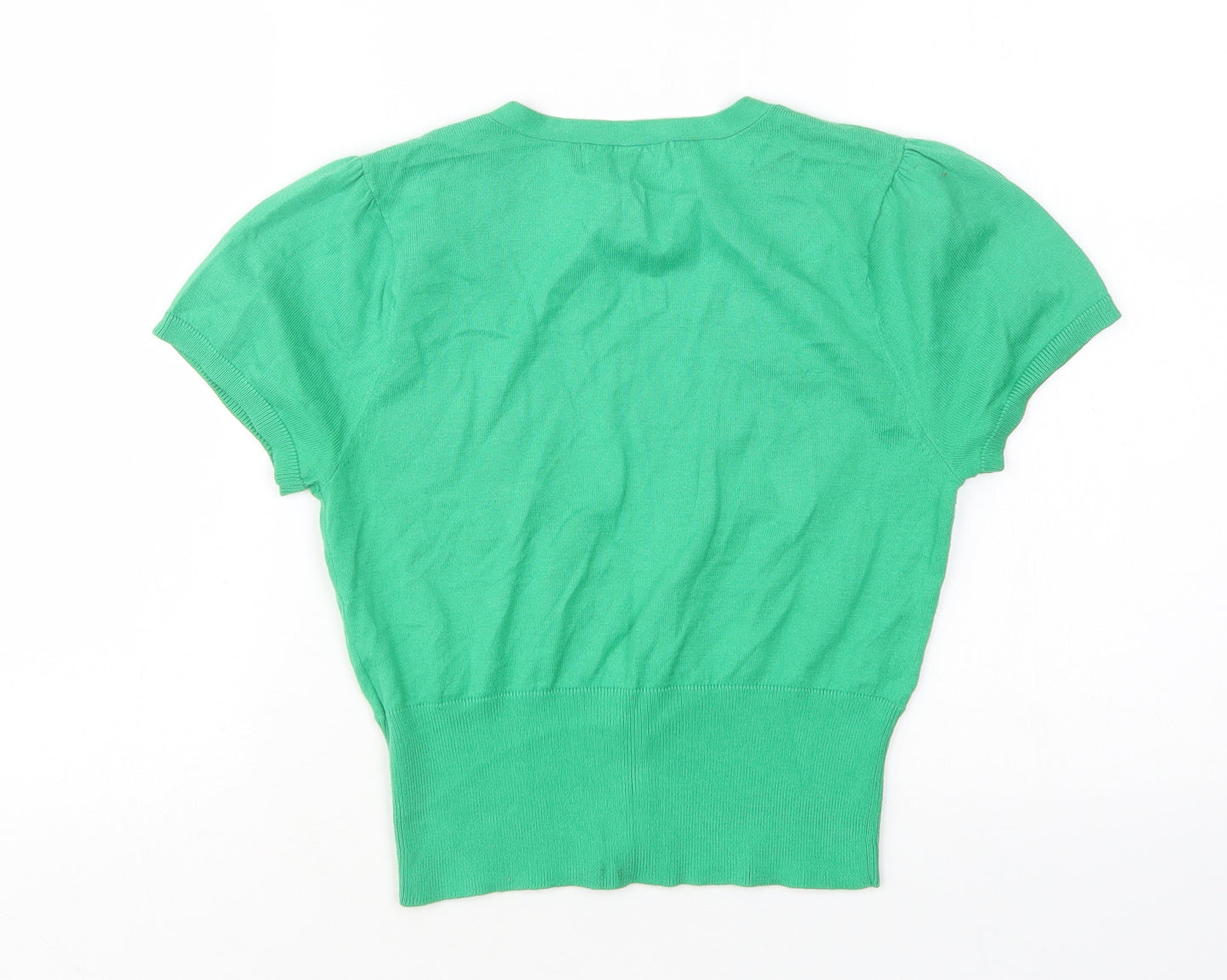 Monsoon Womens Green V-Neck  Cotton Cardigan Jumper Size 8