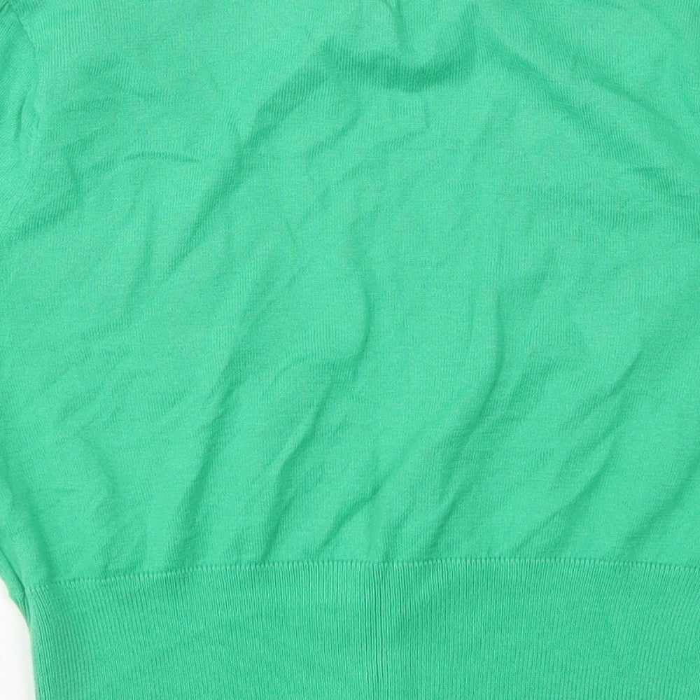 Monsoon Womens Green V-Neck  Cotton Cardigan Jumper Size 8