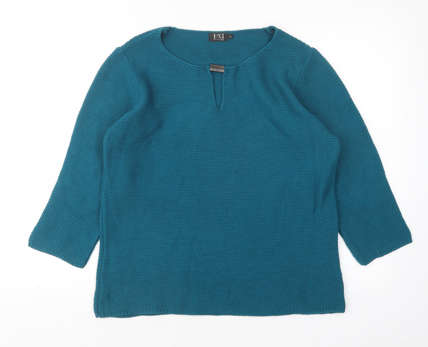 Ivy Womens Green V-Neck  Acrylic Pullover Jumper Size L