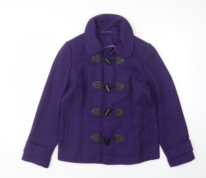 M&Co Womens Purple Overcoat Coat Size 14