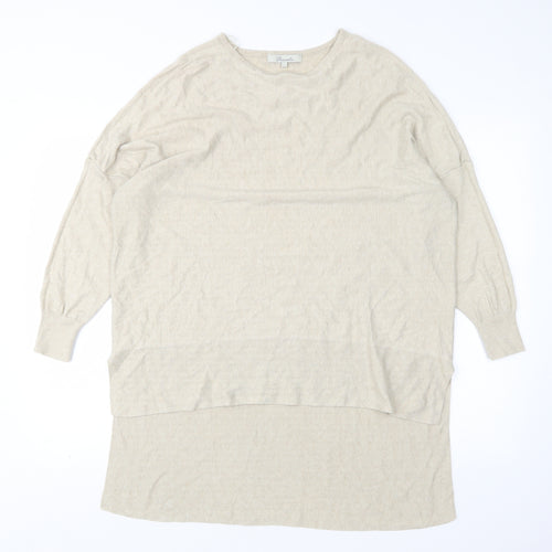 Peacocks Womens Beige Round Neck  Viscose Pullover Jumper Size L