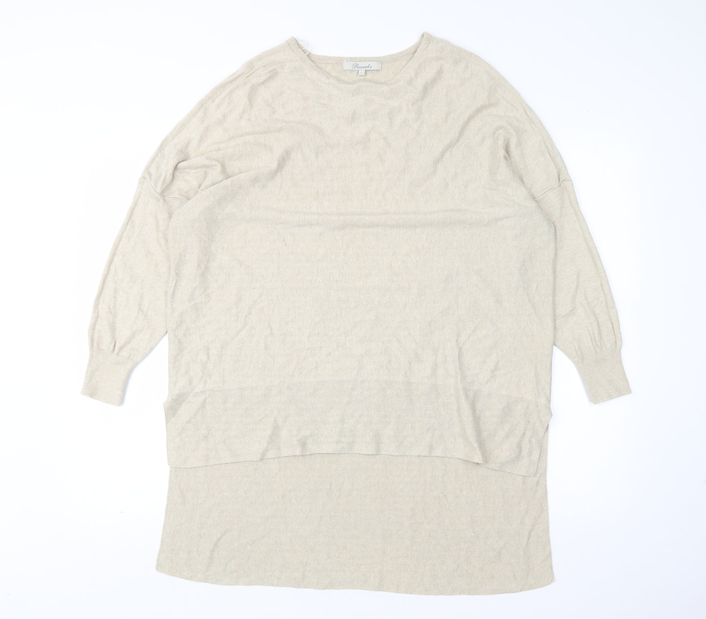 Peacocks Womens Beige Round Neck  Viscose Pullover Jumper Size L