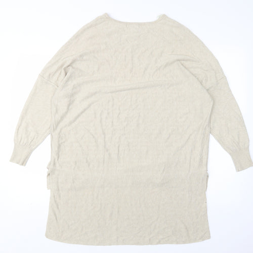 Peacocks Womens Beige Round Neck  Viscose Pullover Jumper Size L