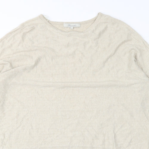 Peacocks Womens Beige Round Neck  Viscose Pullover Jumper Size L