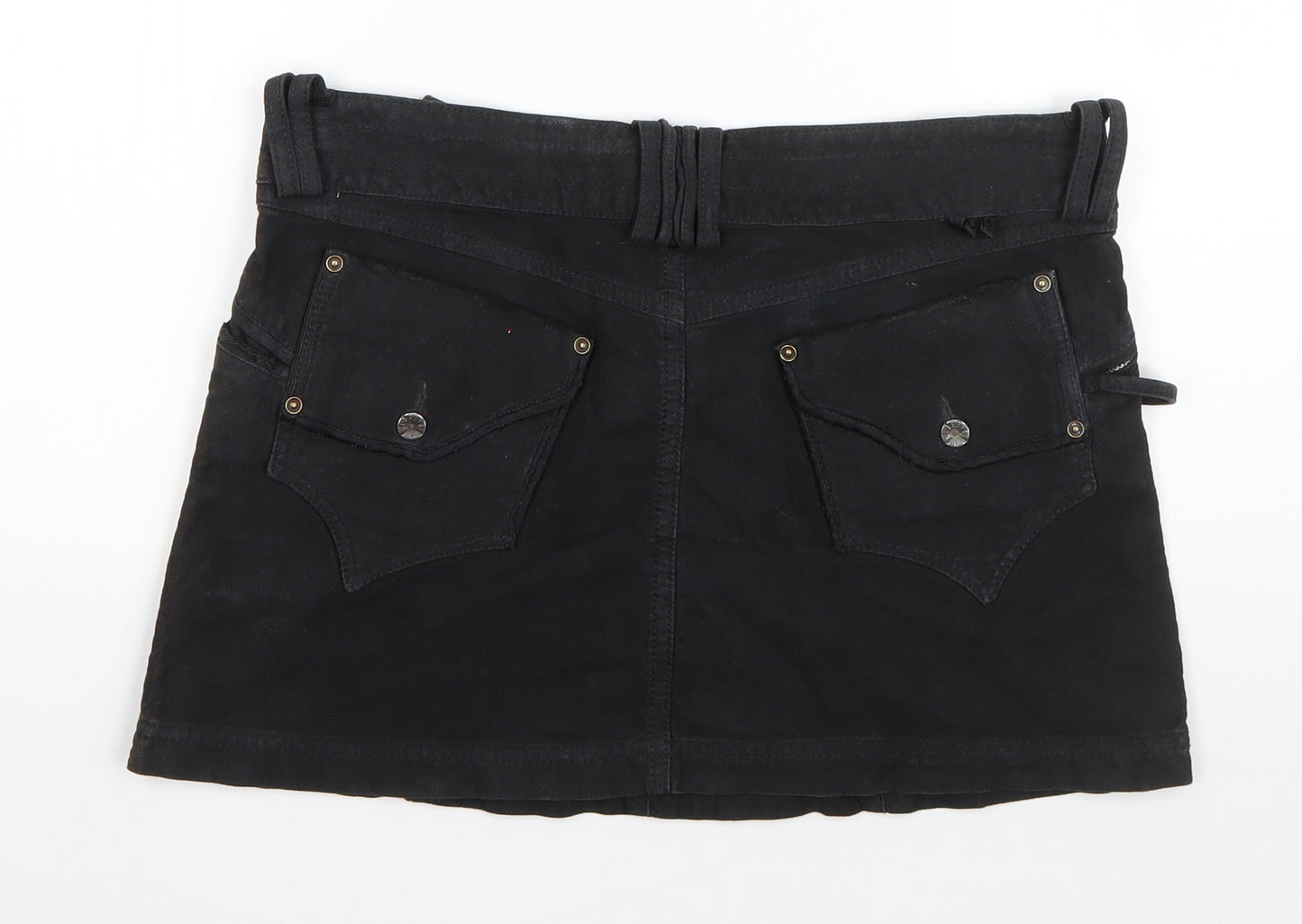 Diesel Womens Black  Cotton A-Line Skirt Size 16