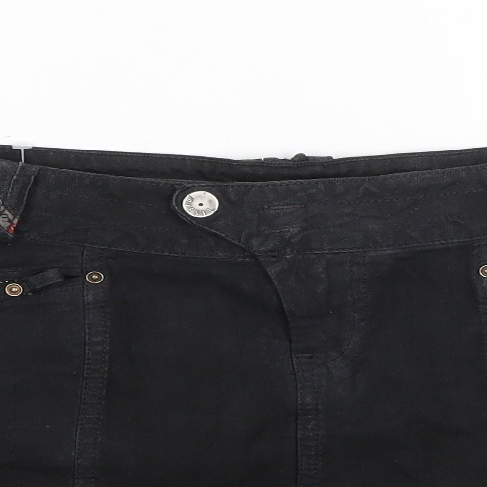 Diesel Womens Black  Cotton A-Line Skirt Size 16