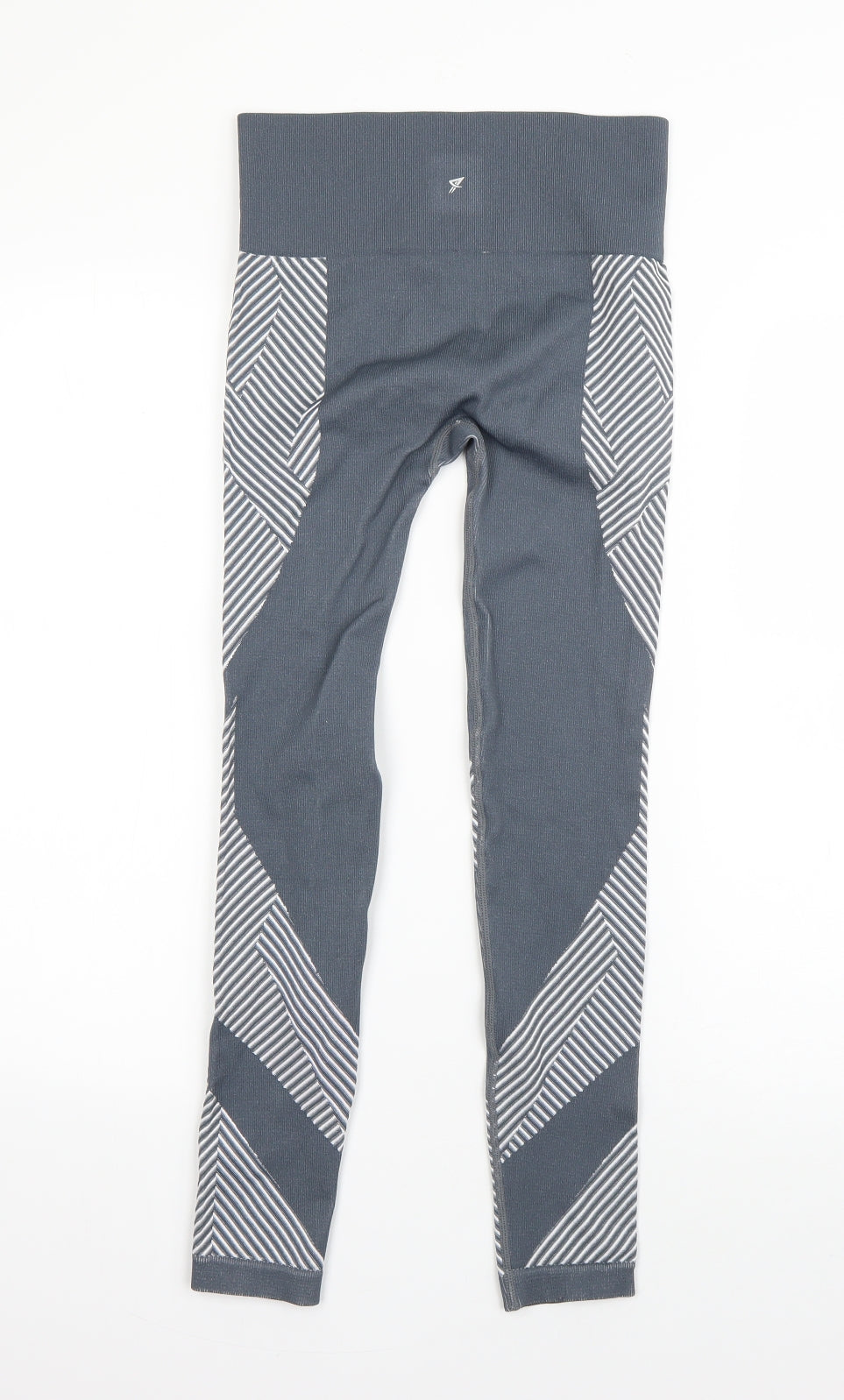 Primark Womens Blue Striped Polyester Compression Leggings Size 8 L24 in Regular