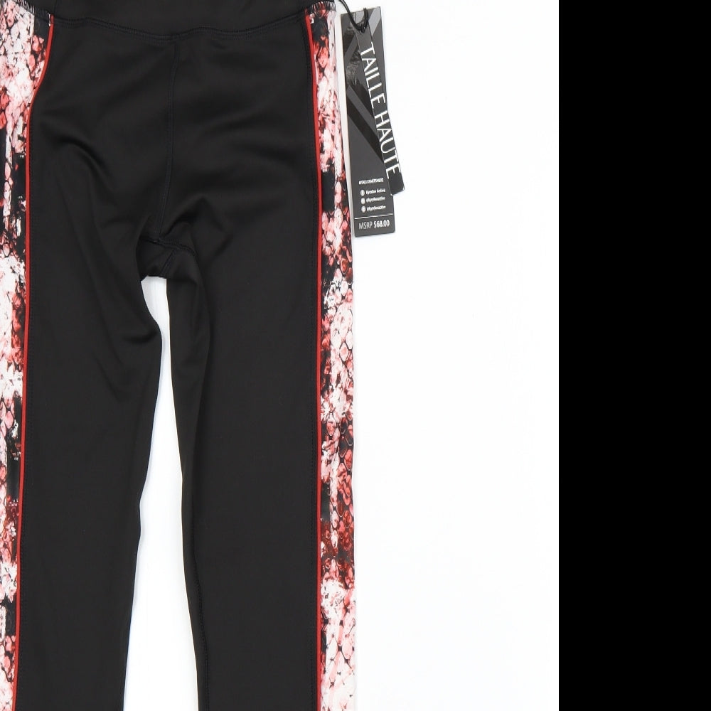 Kyodan Womens Black Animal Print Polyester Compression Leggings Size XS L26 in Regular