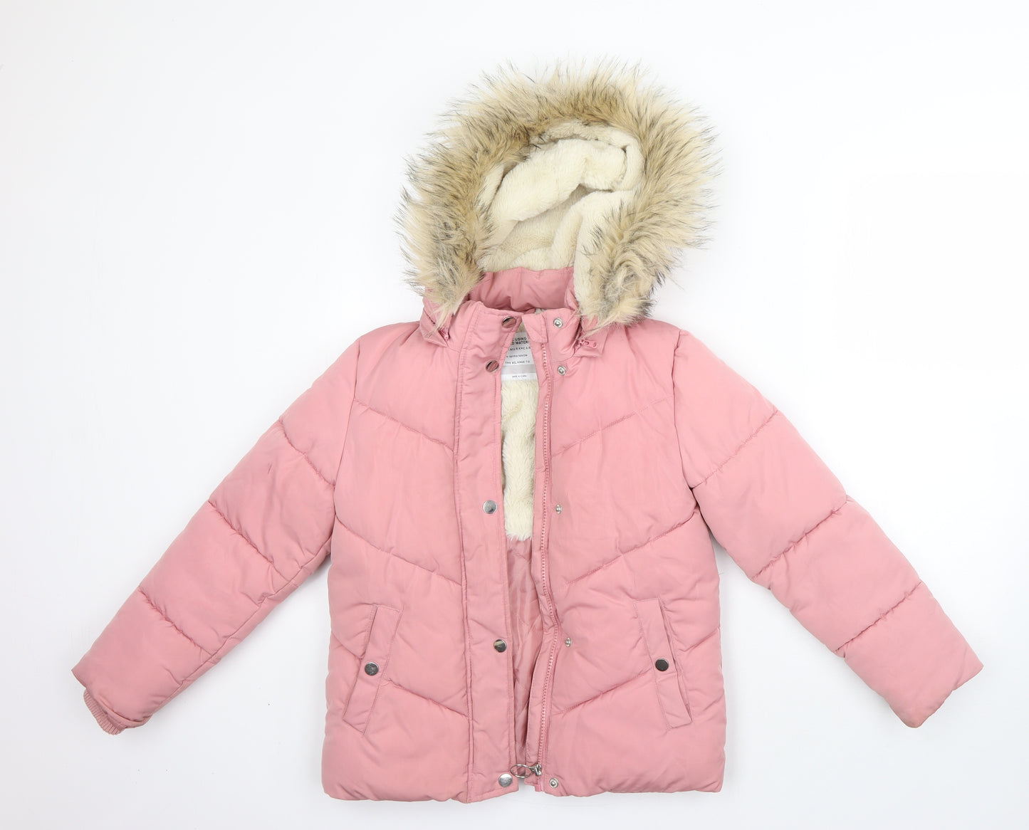 Primark Girls Pink   Puffer Jacket Coat Size 9-10 Years  Zip