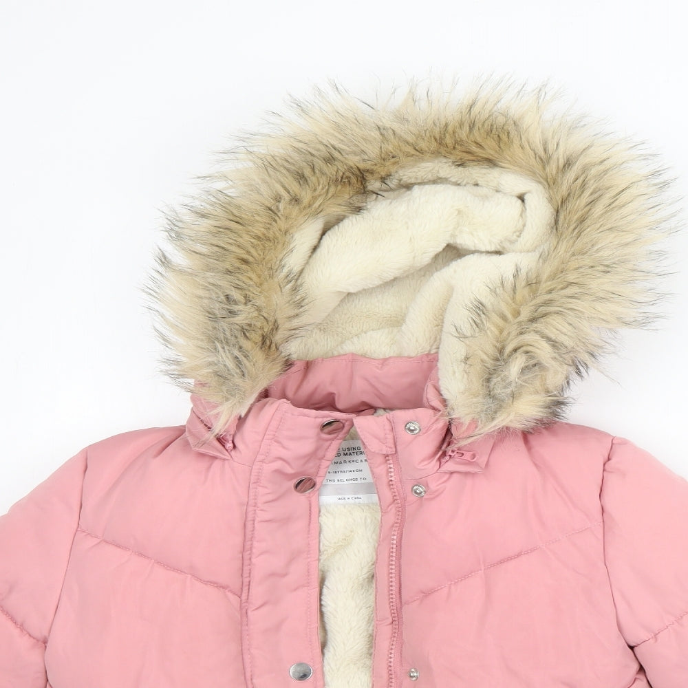 Primark Girls Pink   Puffer Jacket Coat Size 9-10 Years  Zip
