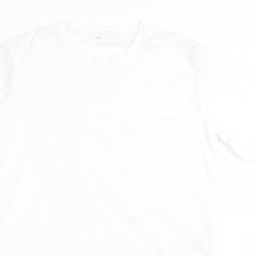 SheIn Mens White  Polyester  T-Shirt Size S Round Neck