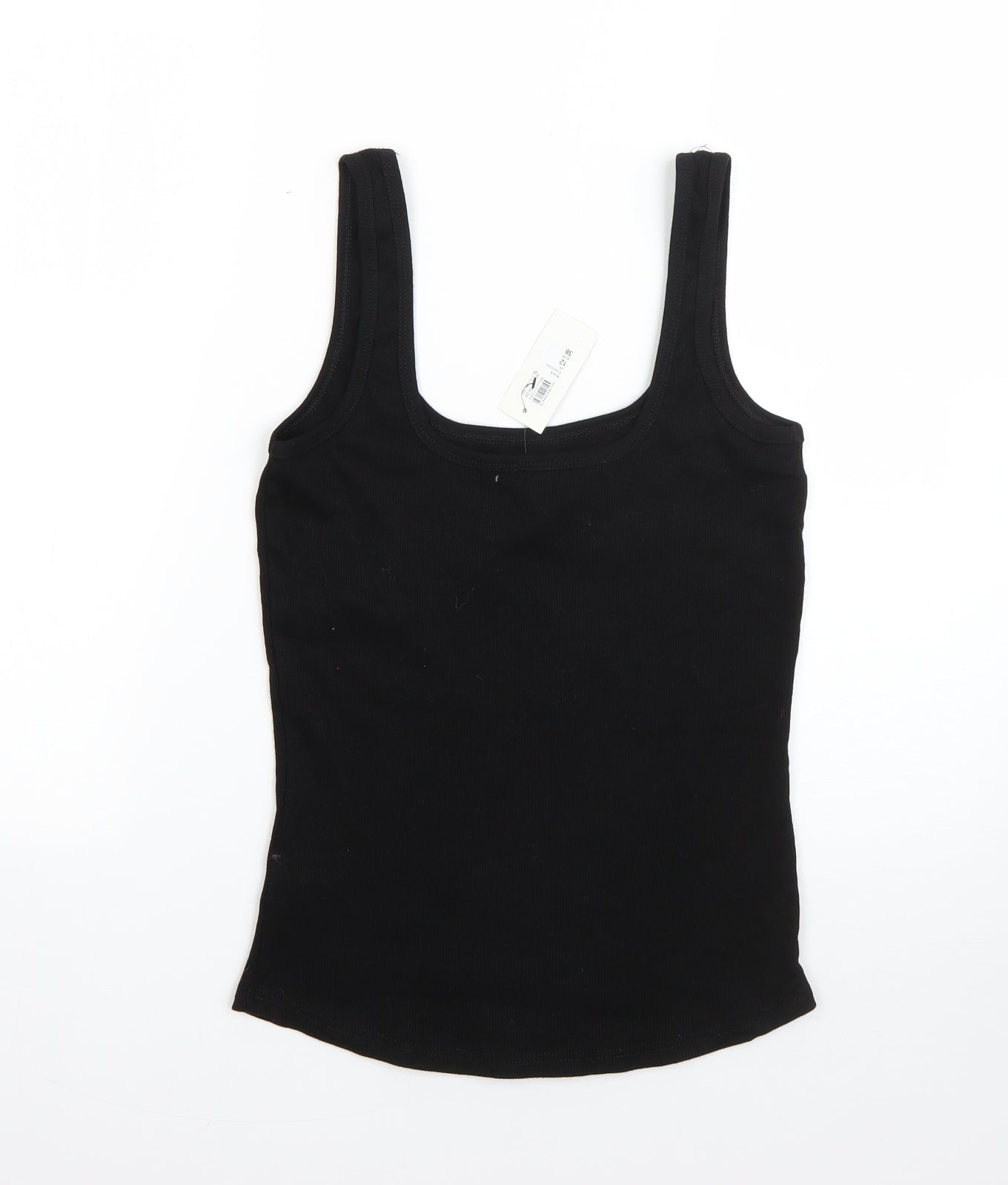 River Island Womens Black  Cotton Basic Tank Size 12 Square Neck