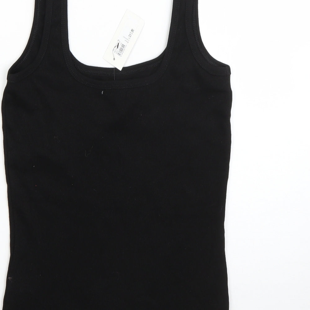 River Island Womens Black  Cotton Basic Tank Size 12 Square Neck