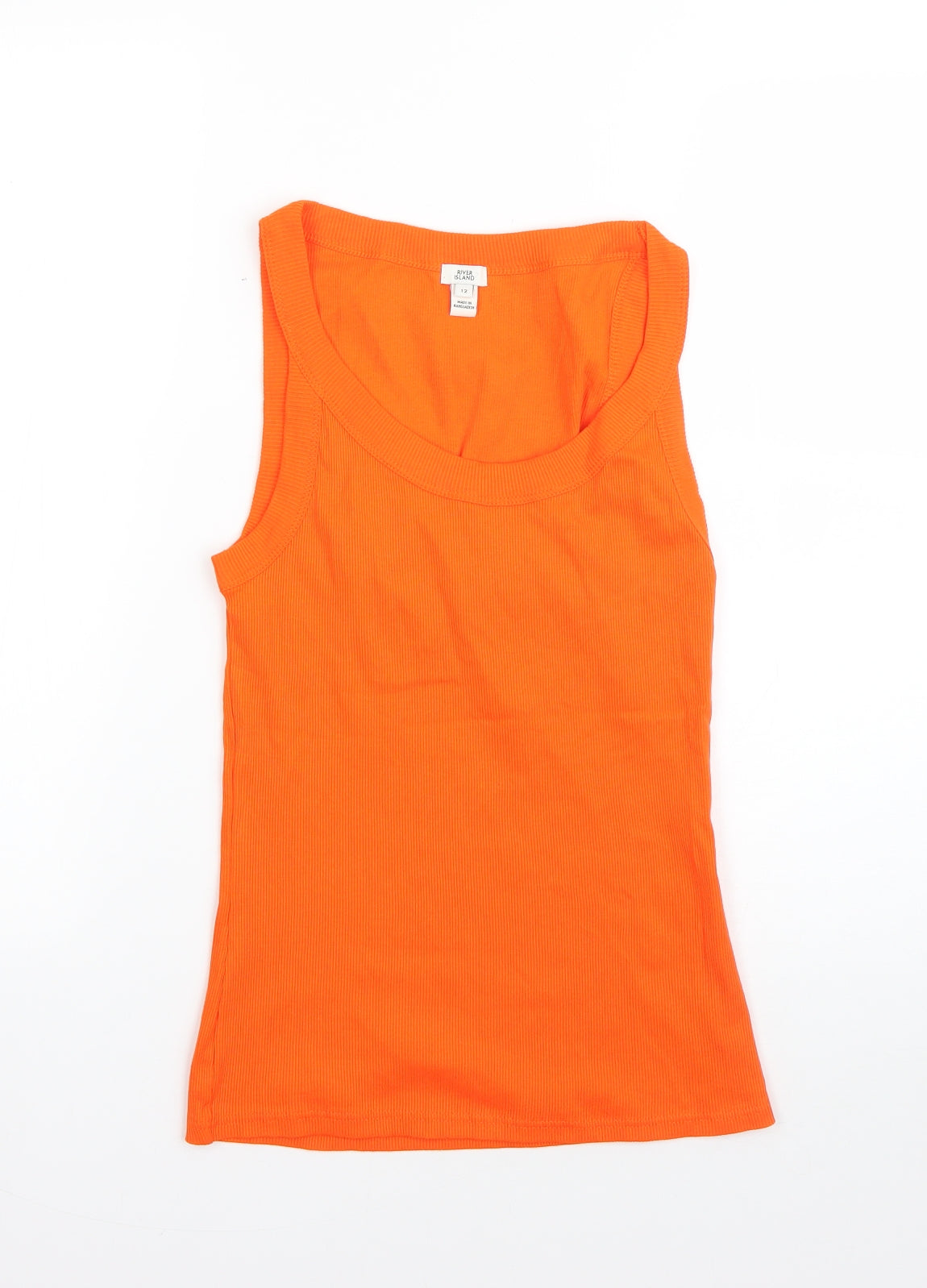 River Island Womens Orange  Cotton Basic Tank Size 12 Round Neck