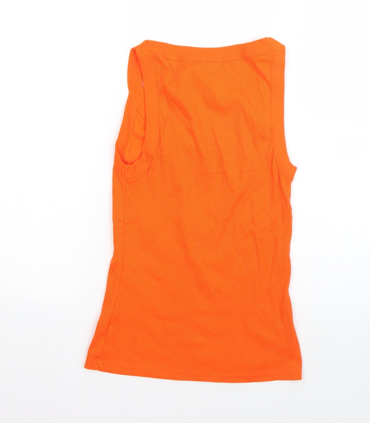 River Island Womens Orange  Cotton Basic Tank Size 12 Round Neck