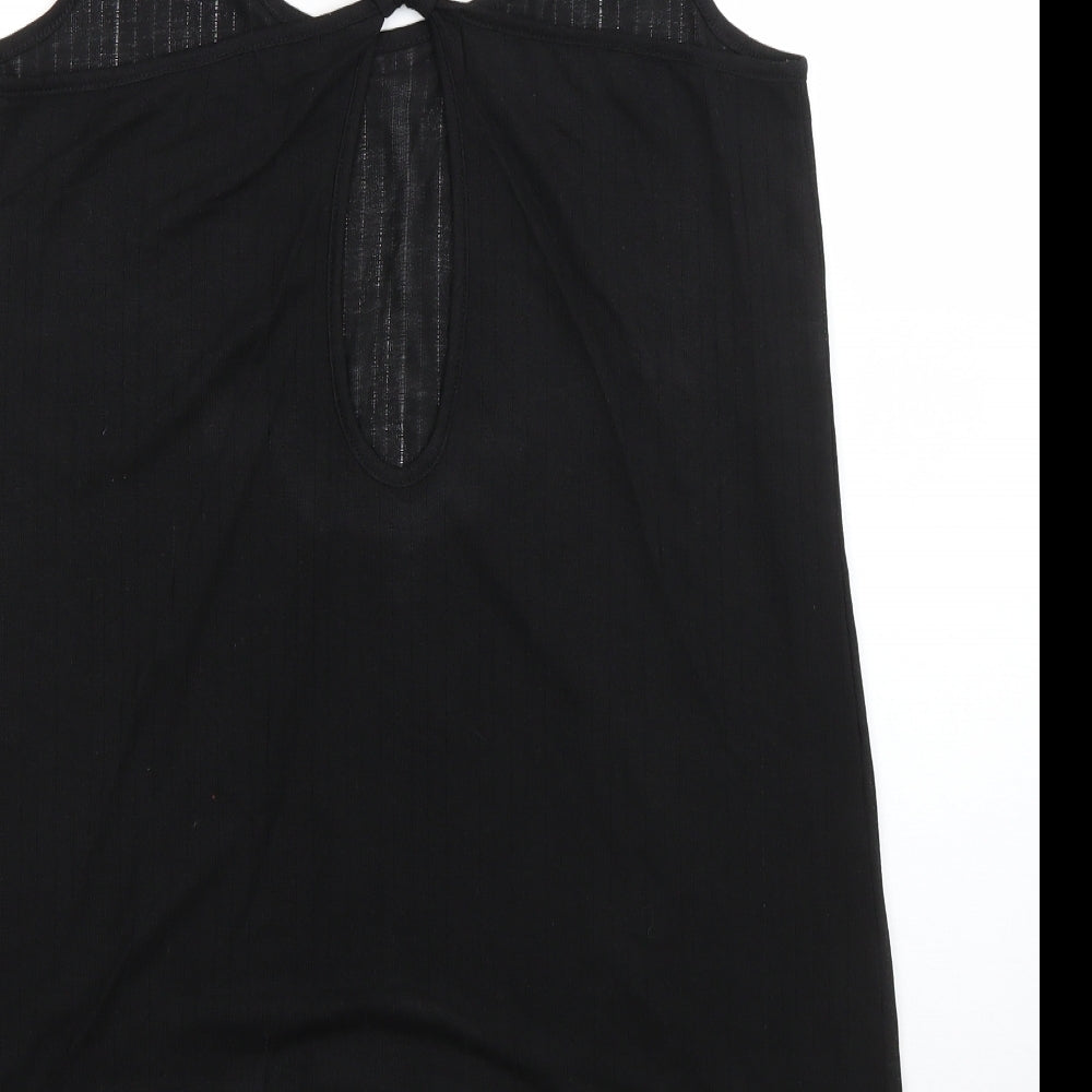 Holiday Shop Womens Black  Polyester Basic Blouse Size S Round Neck