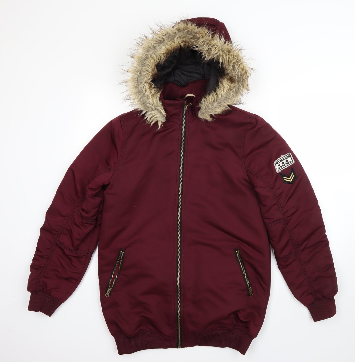 H&M Girls Red   Jacket Coat Size 14 Years  Zip