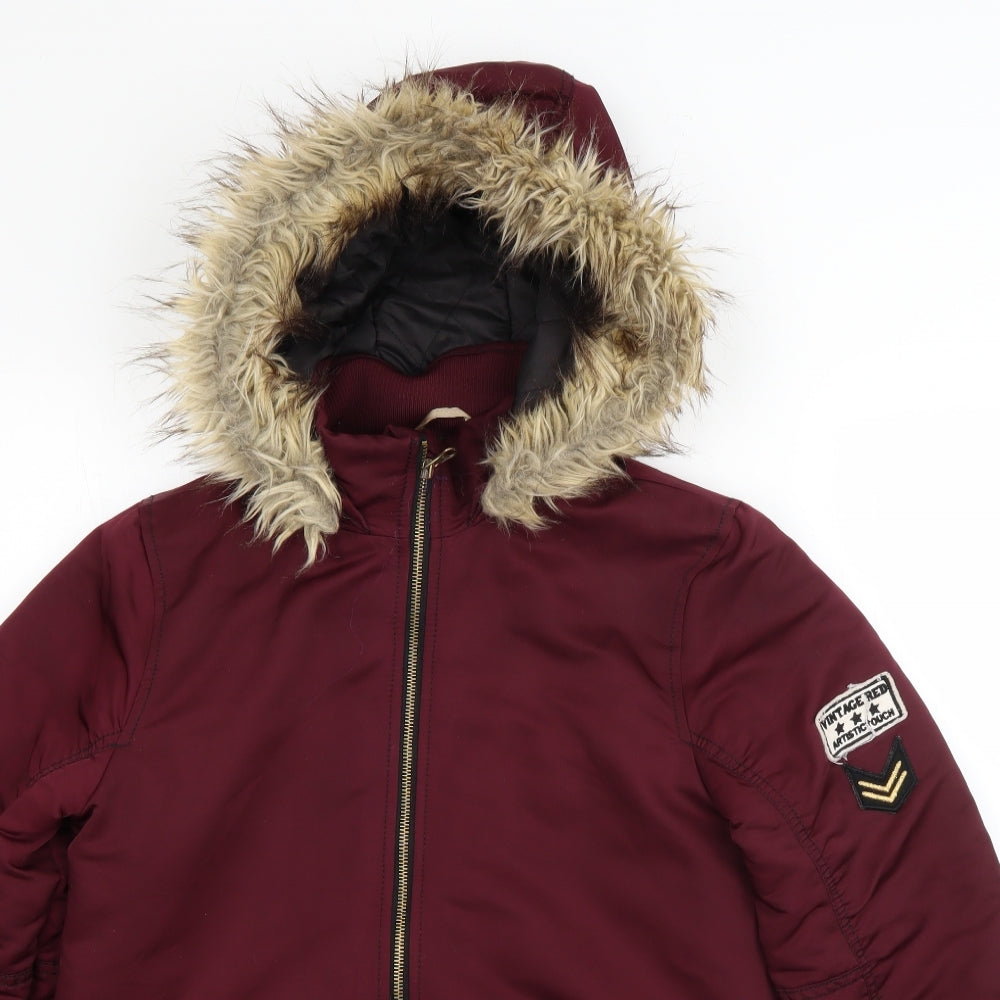 H&M Girls Red   Jacket Coat Size 14 Years  Zip