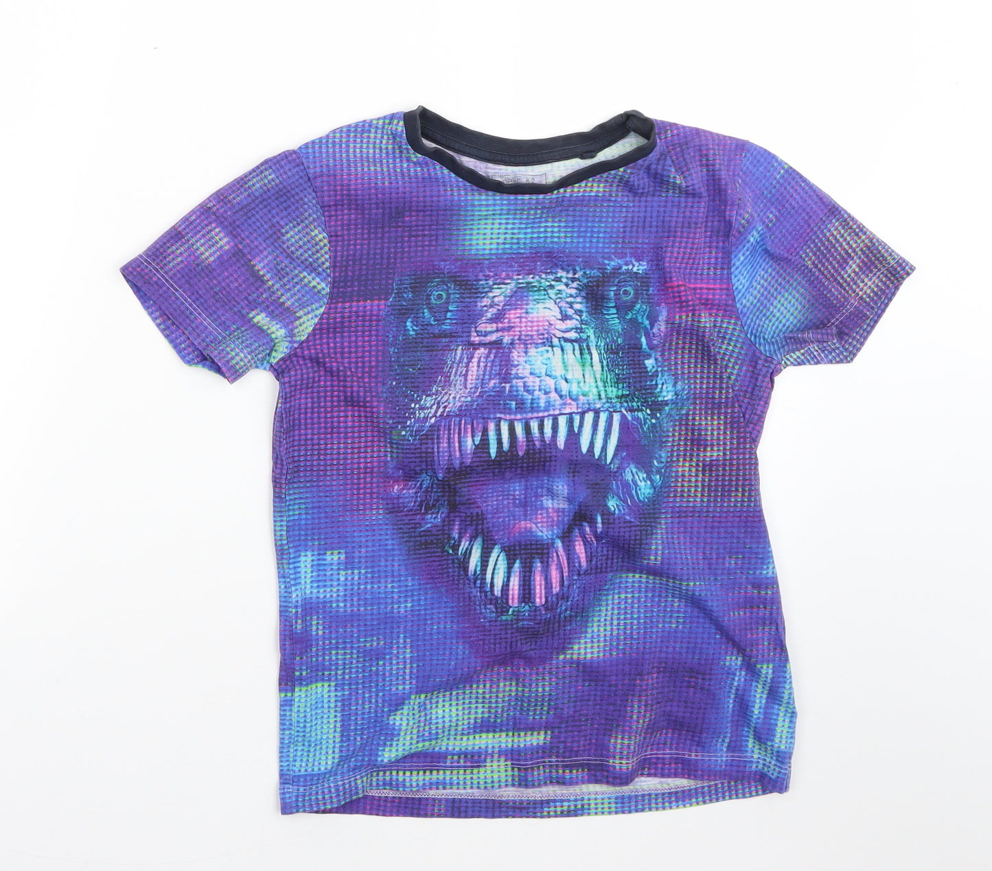 NEXT Boys Purple  Cotton Basic T-Shirt Size 9 Years Round Neck  - dinosaur