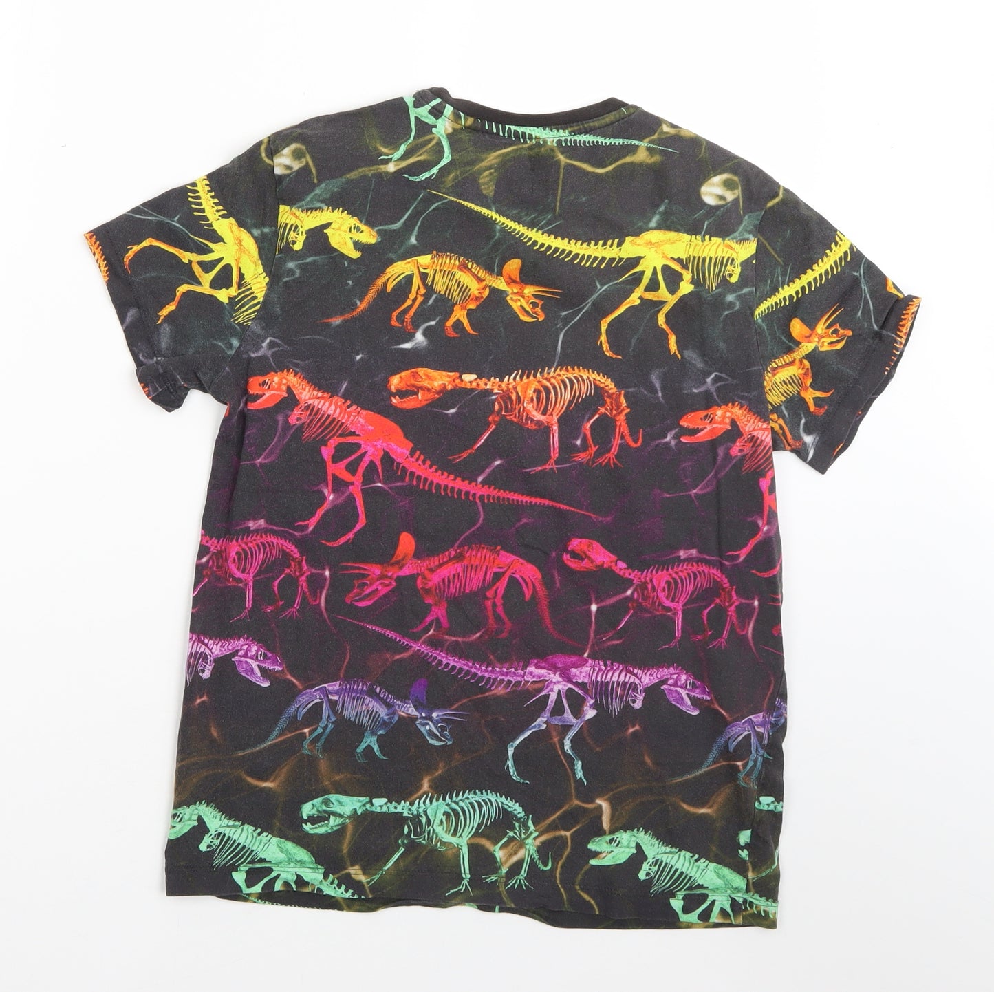 NEXT Boys Black  Cotton Basic T-Shirt Size 12 Years Round Neck  - dinosaurs