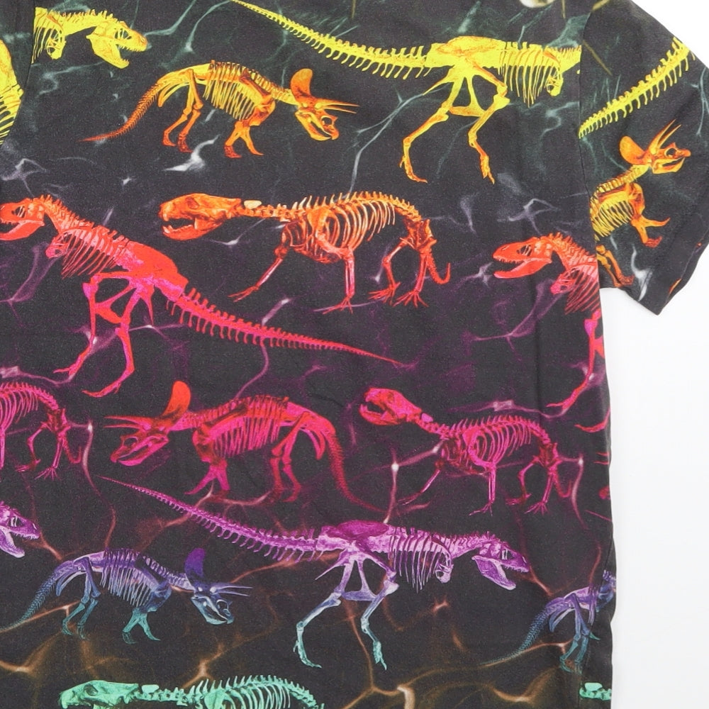 NEXT Boys Black  Cotton Basic T-Shirt Size 12 Years Round Neck  - dinosaurs