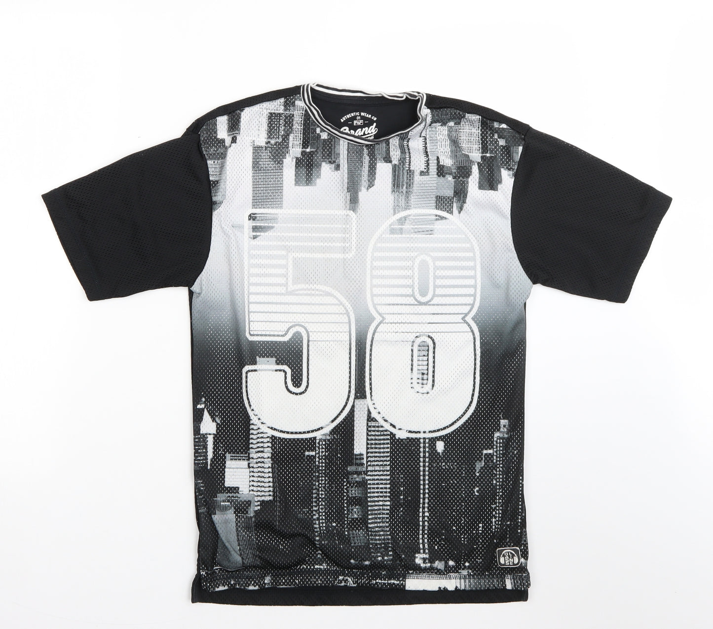 F&F Boys Black  Cotton Basic T-Shirt Size 10-11 Years Round Neck