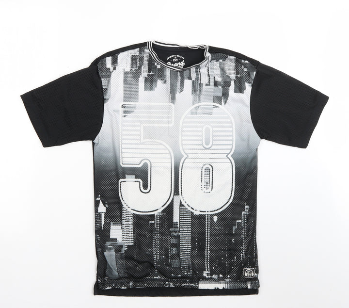 F&F Boys Black  Cotton Basic T-Shirt Size 10-11 Years Round Neck
