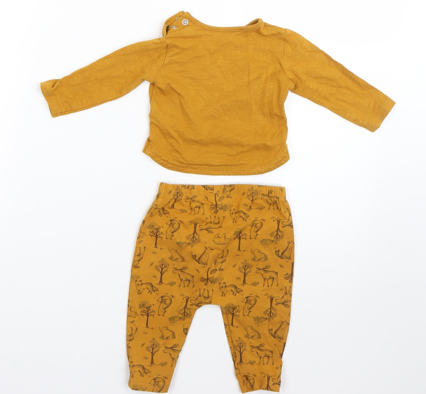 TU Boys Yellow  Cotton  Pyjama Set Size 0-3 Months   - foxes