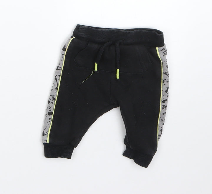 F&F Boys Black  Cotton Sweatpants Trousers Size 0-3 Months