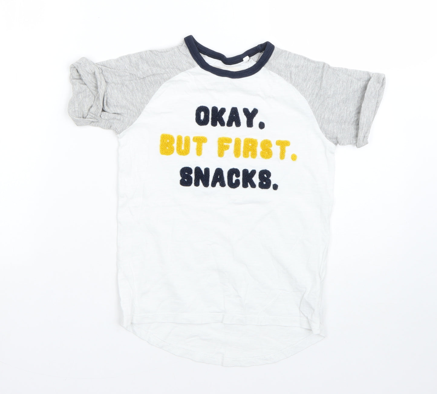 NEXT Boys White  Cotton Basic T-Shirt Size 4-5 Years Round Neck