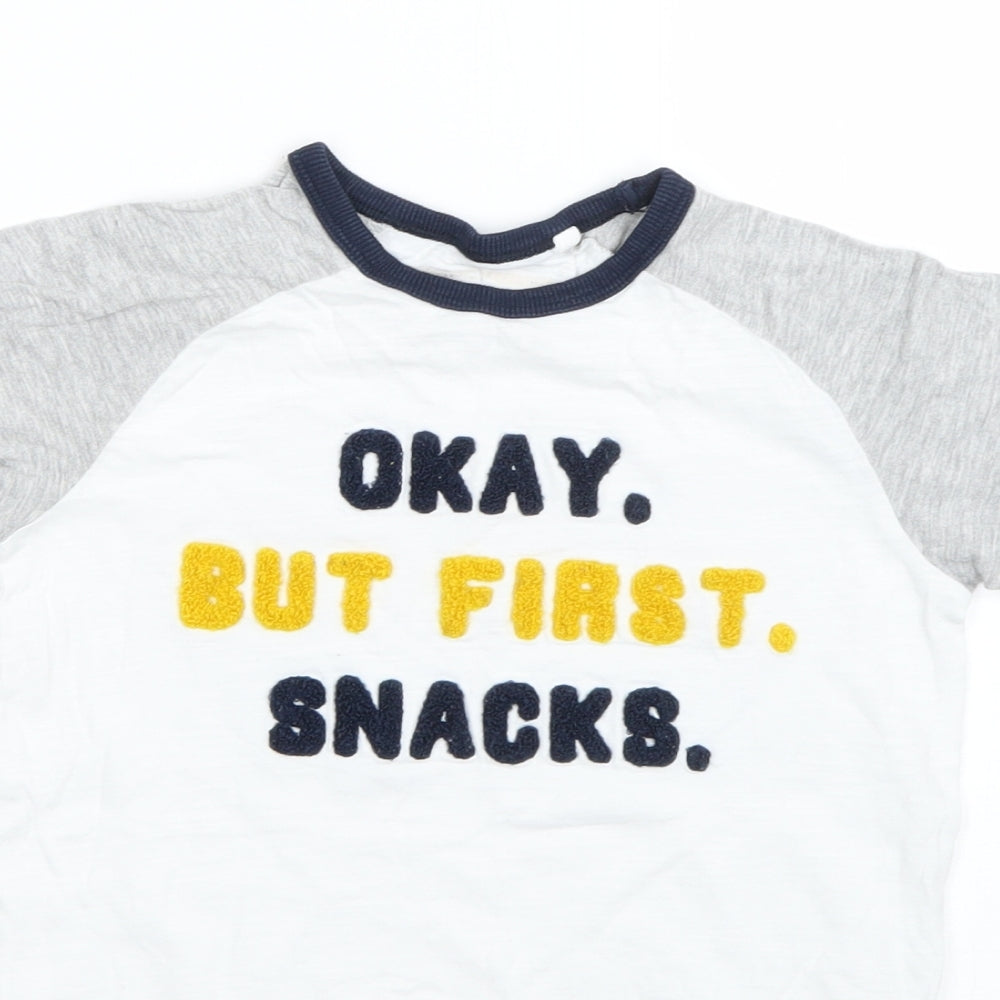 NEXT Boys White  Cotton Basic T-Shirt Size 4-5 Years Round Neck