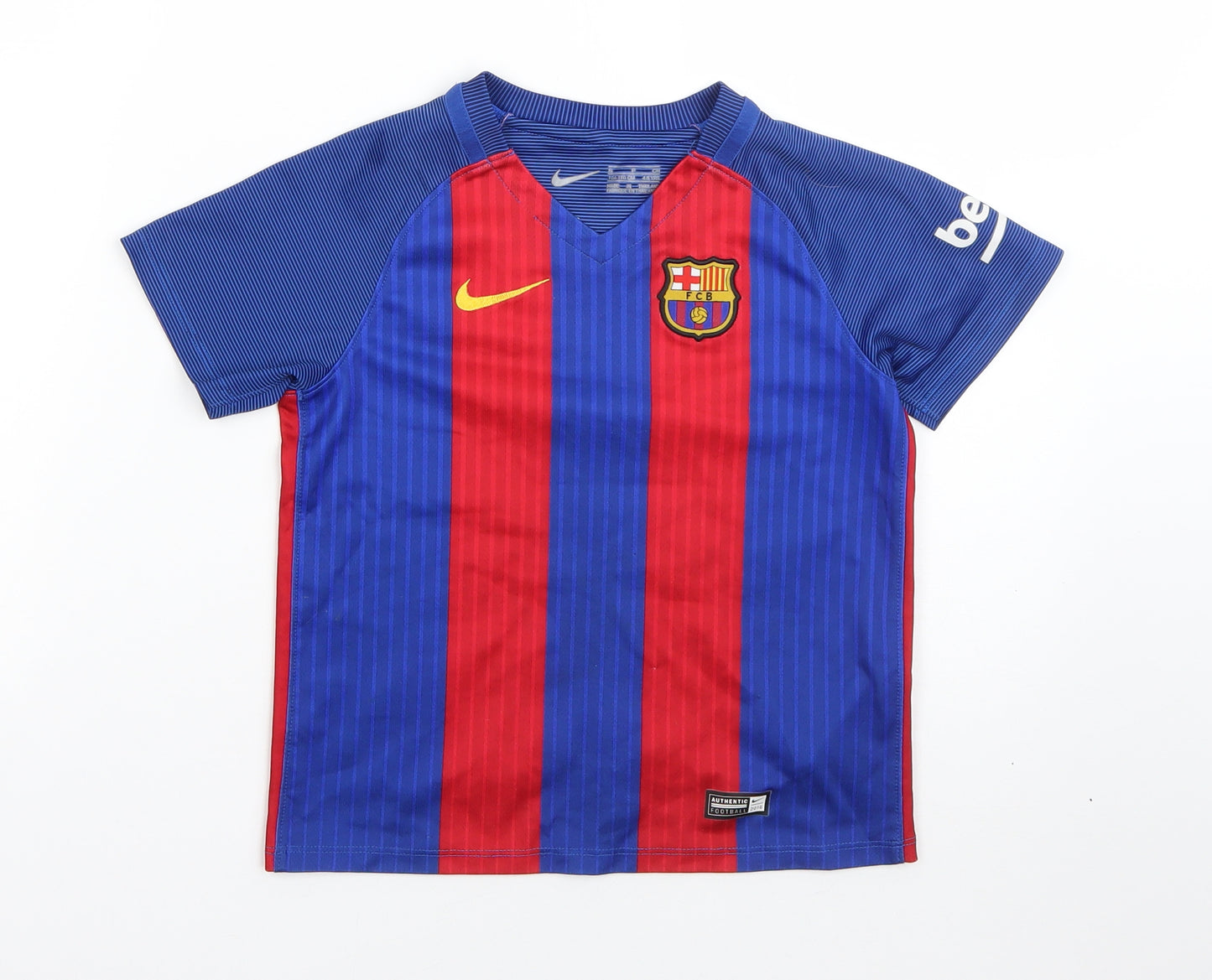 Nike Boys Blue  Polyester Jersey T-Shirt Size 4-5 Years Round Neck  - FCB FC Barcelona