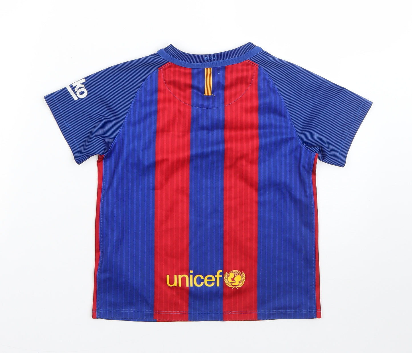 Nike Boys Blue  Polyester Jersey T-Shirt Size 4-5 Years Round Neck  - FCB FC Barcelona