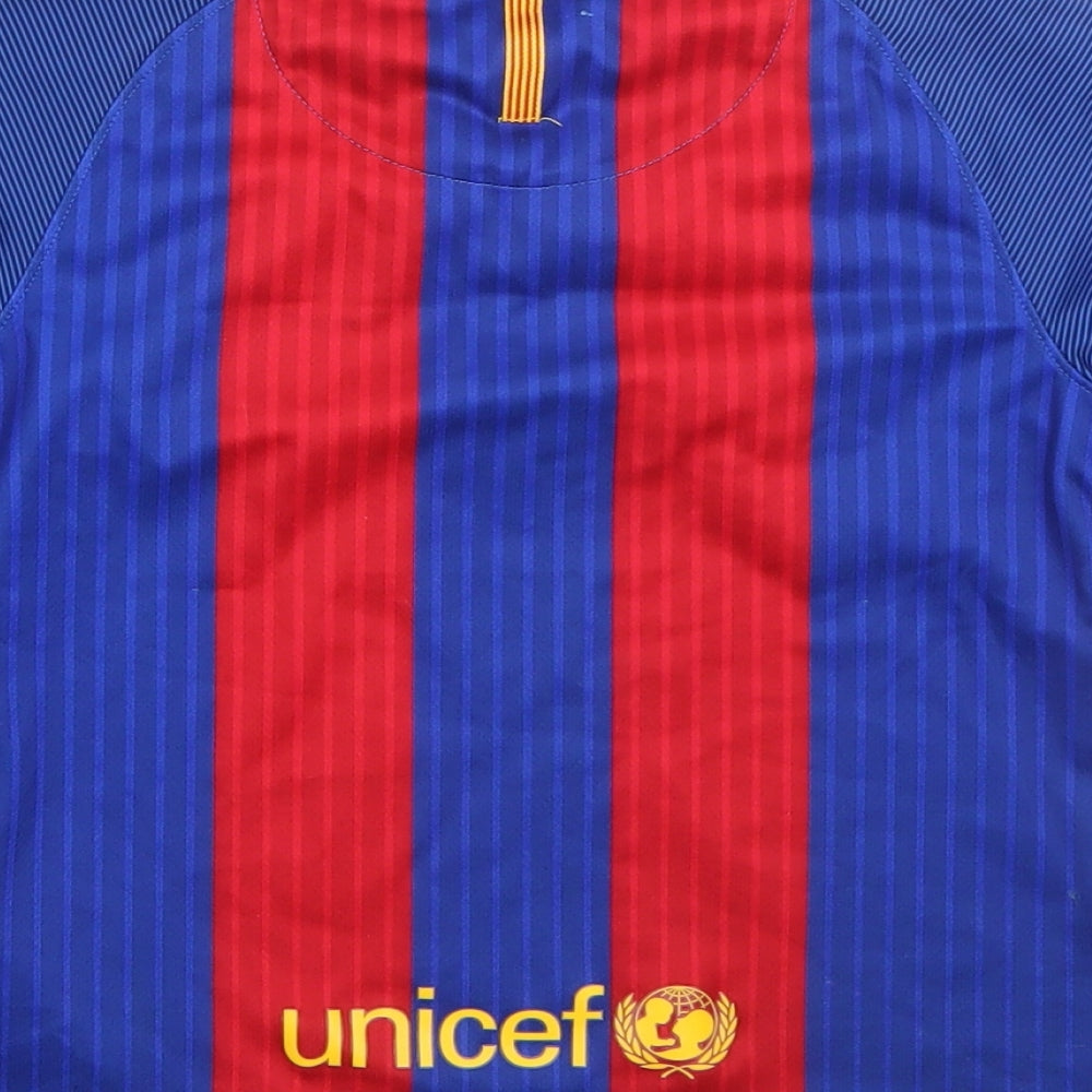 Nike Boys Blue  Polyester Jersey T-Shirt Size 4-5 Years Round Neck  - FCB FC Barcelona
