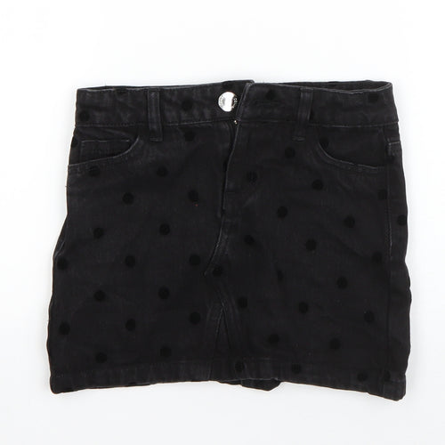 I Love Girls Wear Girls Black Polka Dot Cotton A-Line Skirt Size 6 Years  Regular