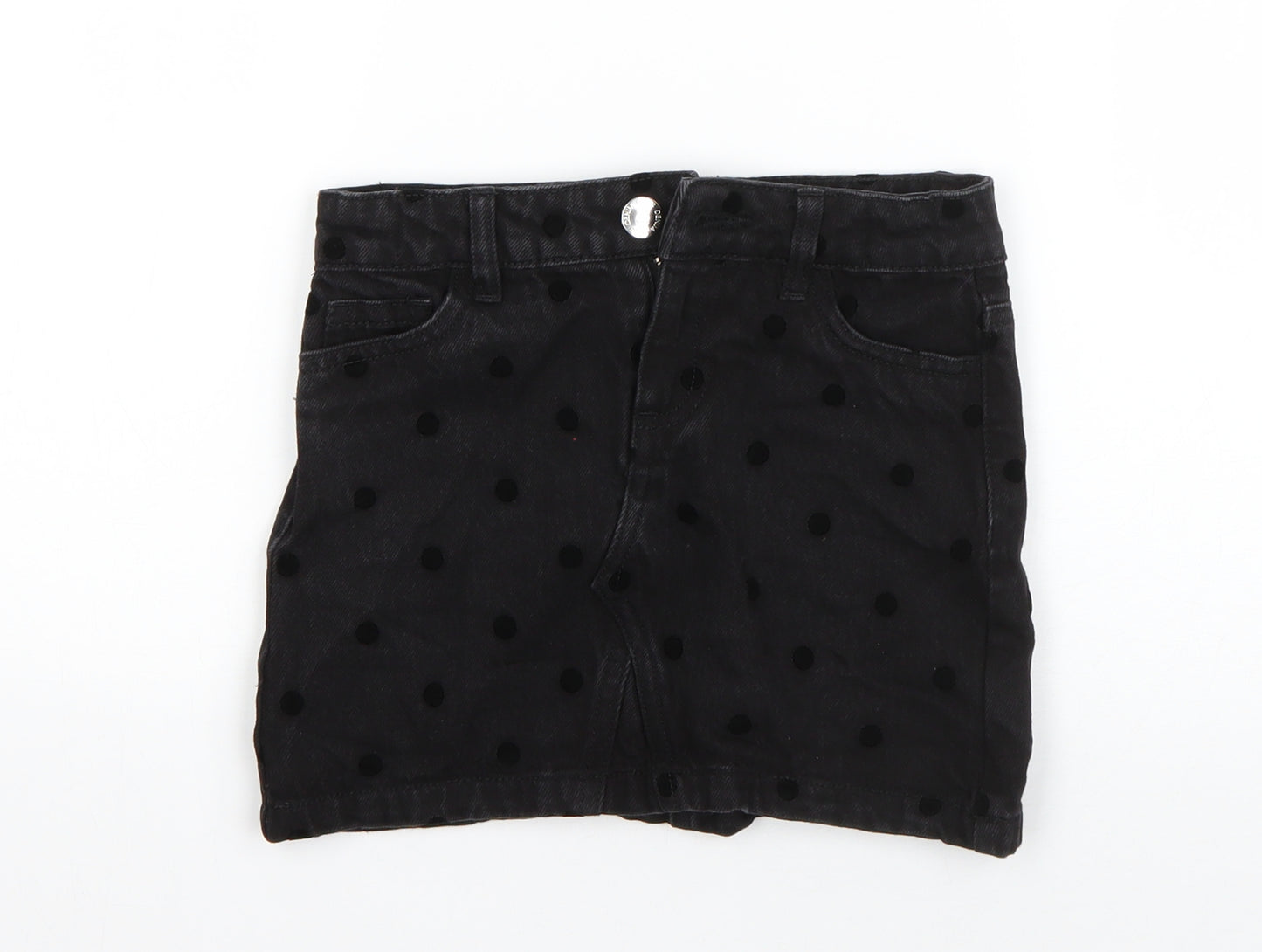 I Love Girls Wear Girls Black Polka Dot Cotton A-Line Skirt Size 6 Years  Regular