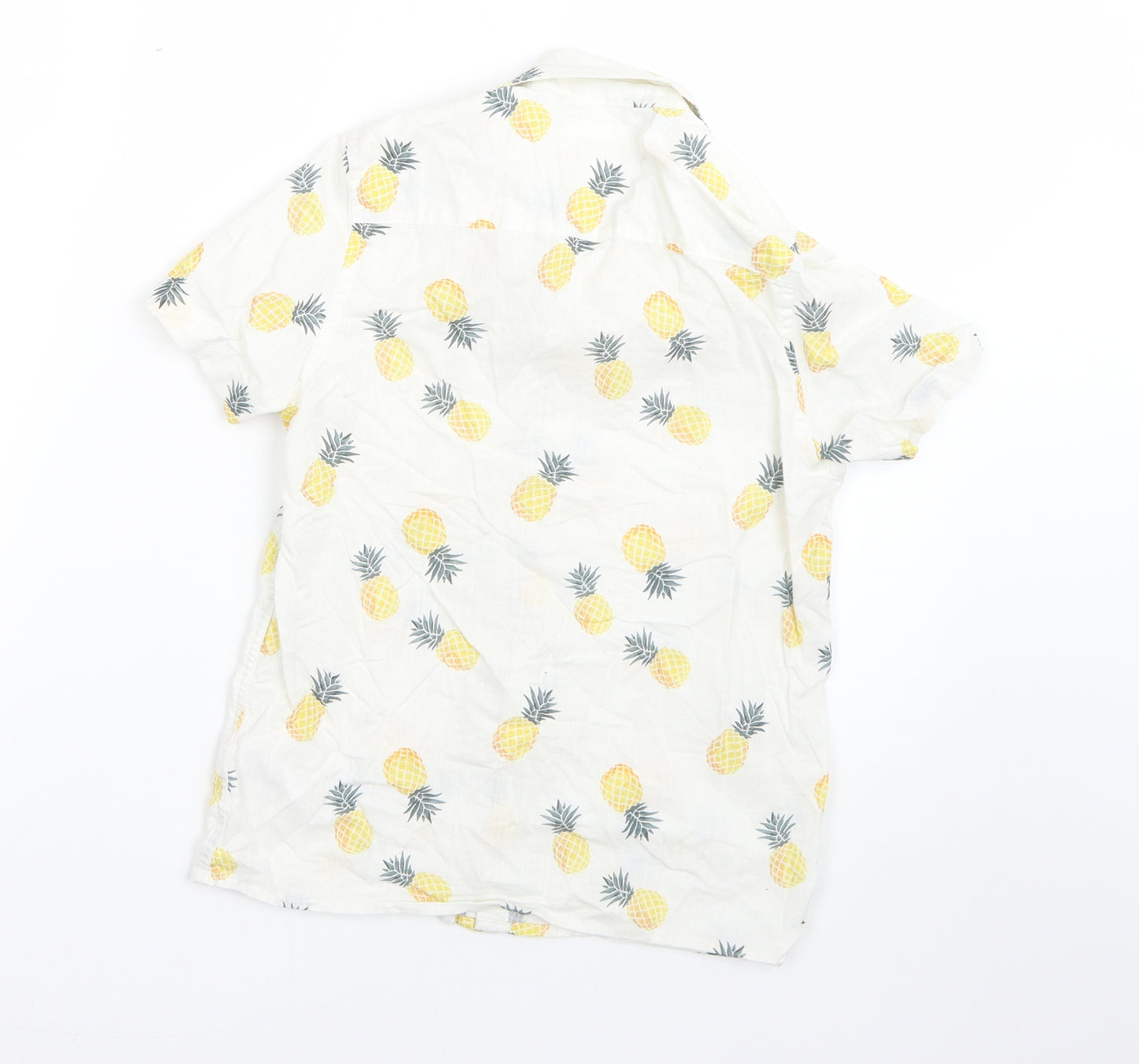 NEXT Boys White  Cotton Basic Button-Up Size 6 Years Collared Button - pineapples