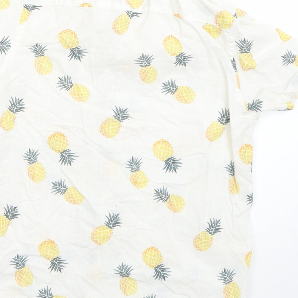 NEXT Boys White  Cotton Basic Button-Up Size 6 Years Collared Button - pineapples