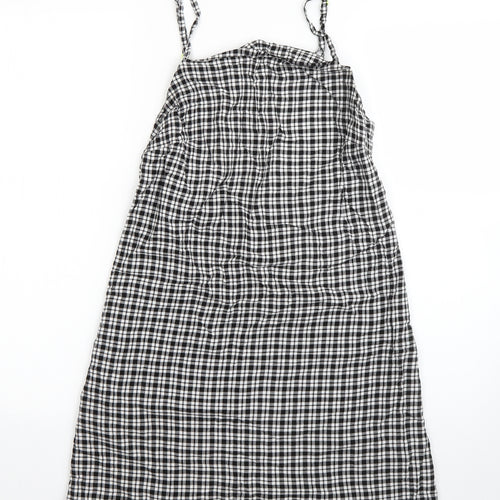 COLLUSION Womens Black Plaid Viscose A-Line  Size 10  Square Neck