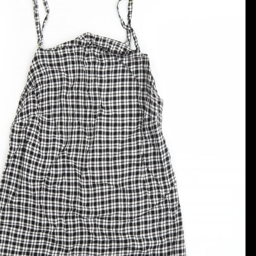 COLLUSION Womens Black Plaid Viscose A-Line  Size 10  Square Neck