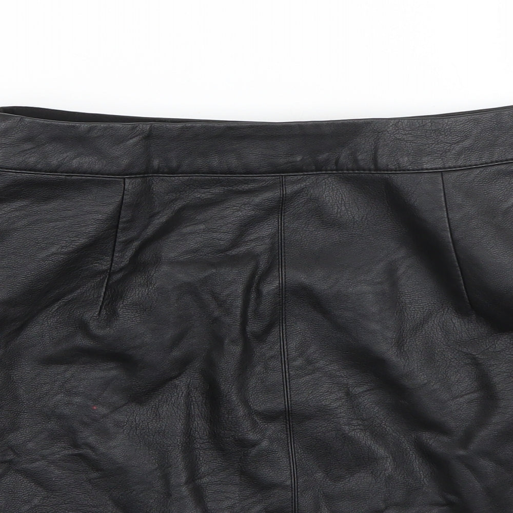 Topshop Womens Black  Viscose A-Line Skirt Size 8
