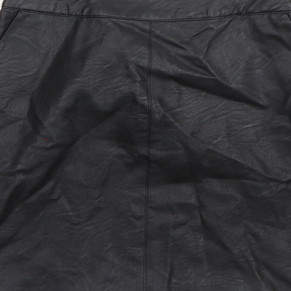 Topshop Womens Black  Viscose A-Line Skirt Size 8