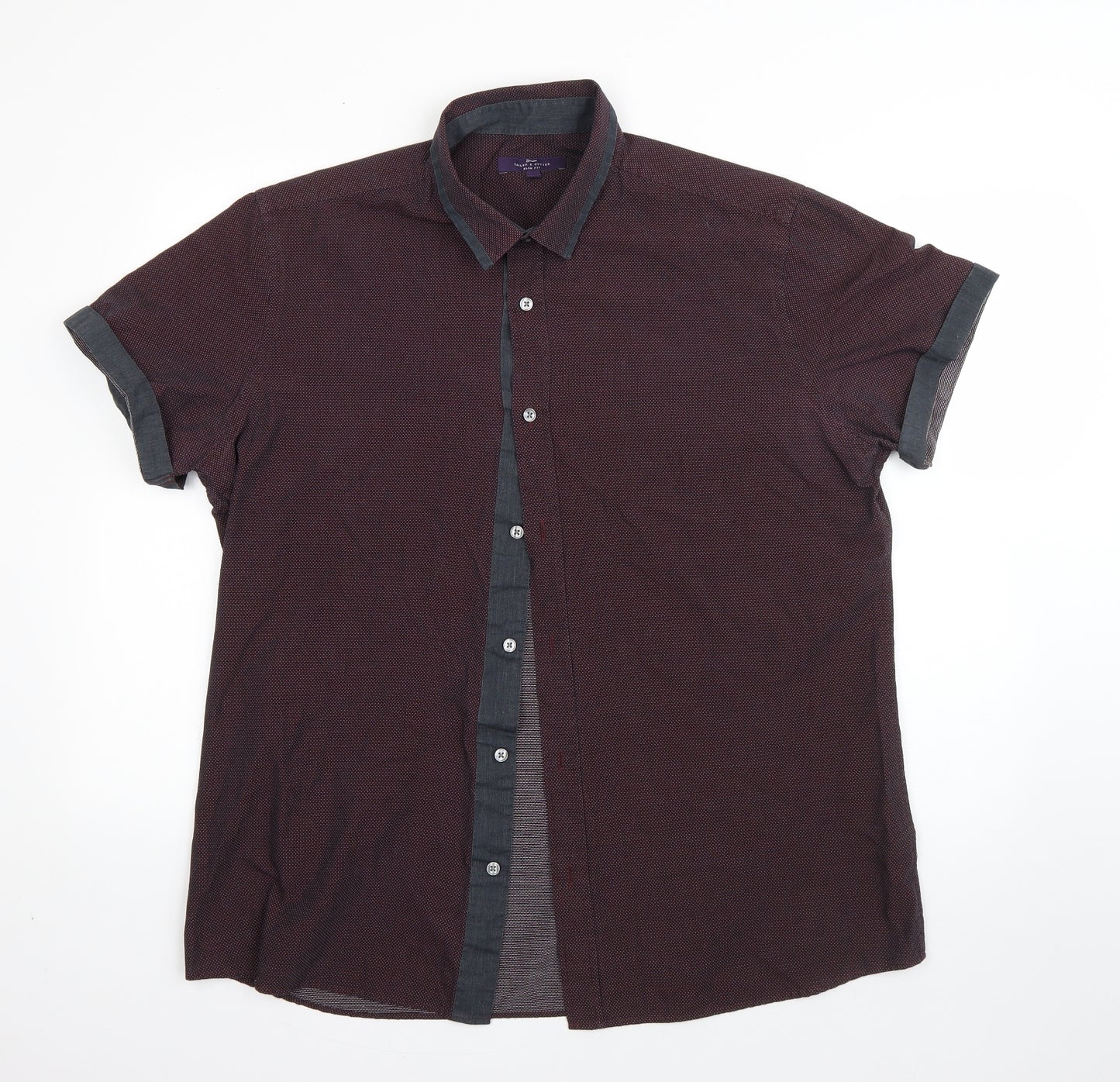 George Mens Red Polka Dot Cotton  Button-Up Size XL Collared Button