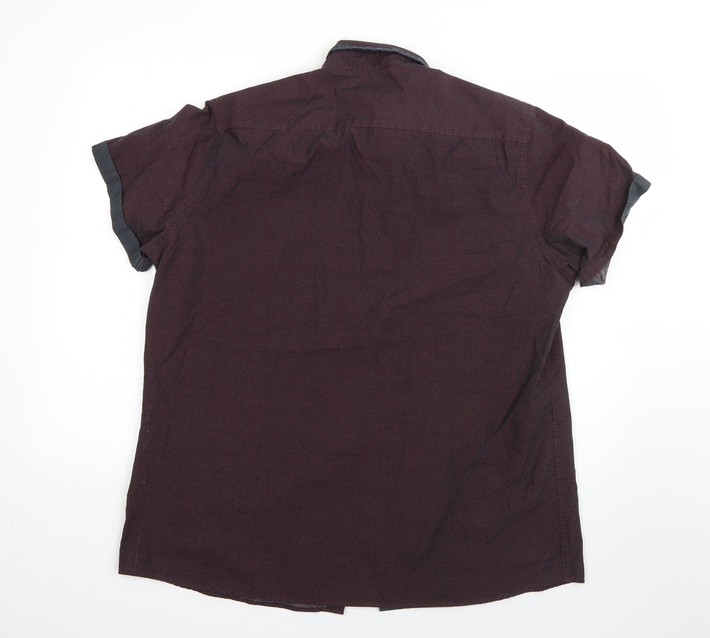 George Mens Red Polka Dot Cotton  Button-Up Size XL Collared Button