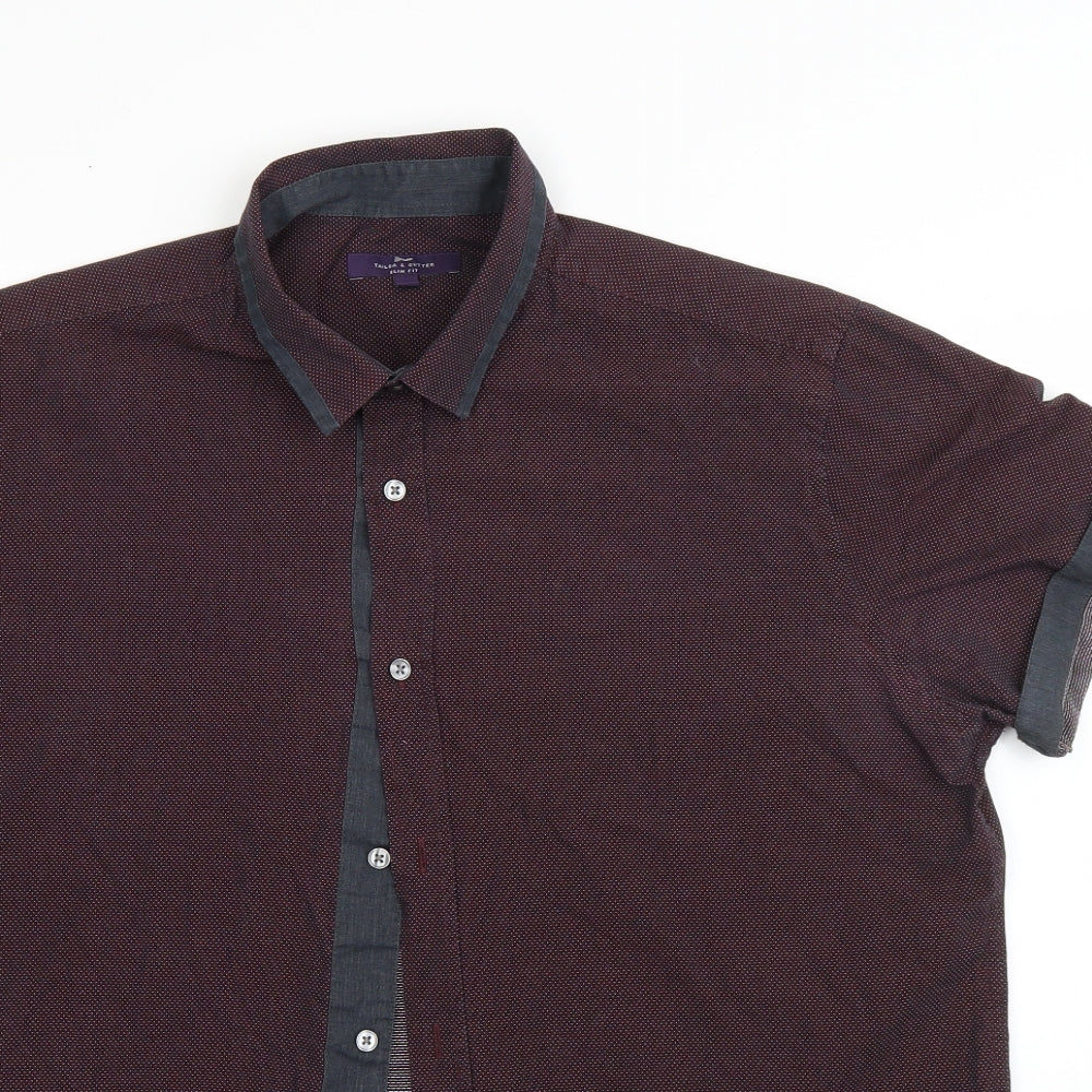 George Mens Red Polka Dot Cotton  Button-Up Size XL Collared Button